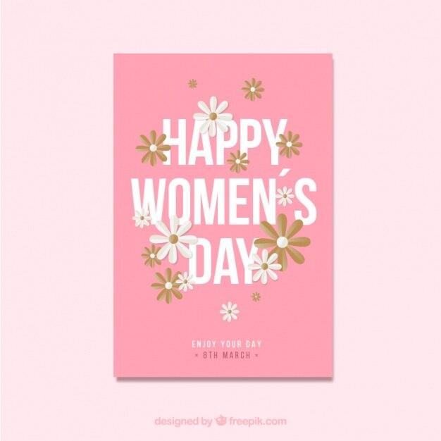 Woman's day card with floral details