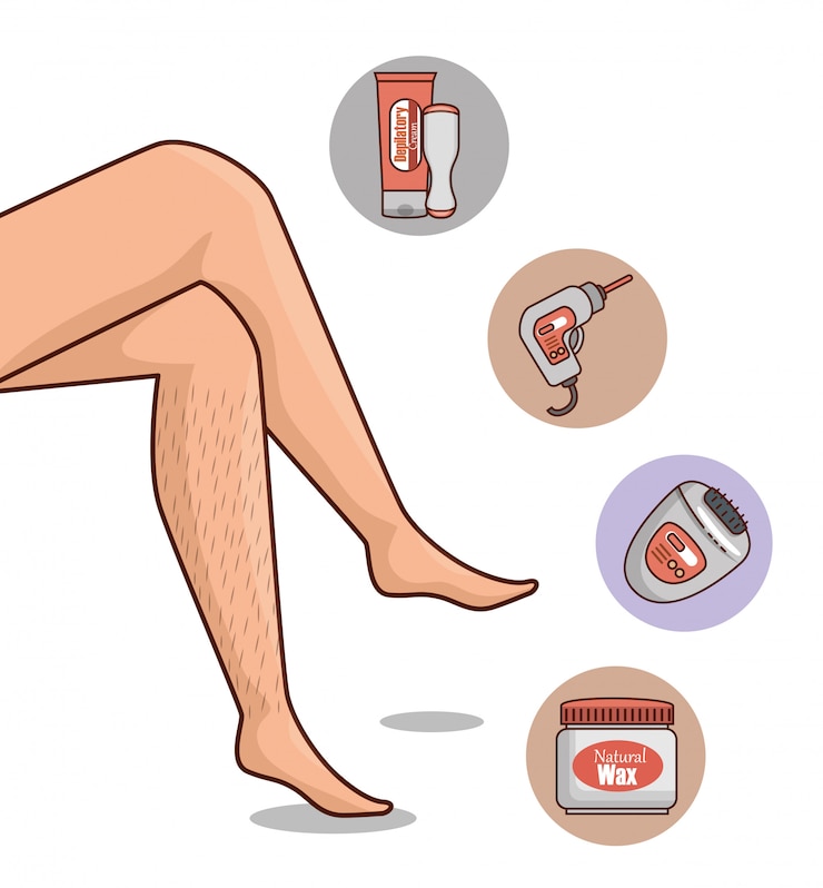 Free Vector woman's legs with hair removal tools