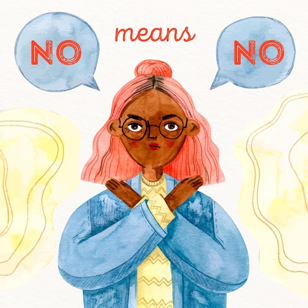 Woman saying no means no discrimination concept