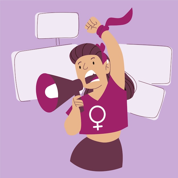 Woman screaming with a megaphone