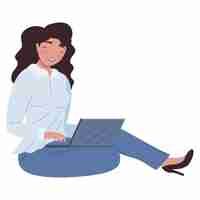 Free vector woman seated using laptop