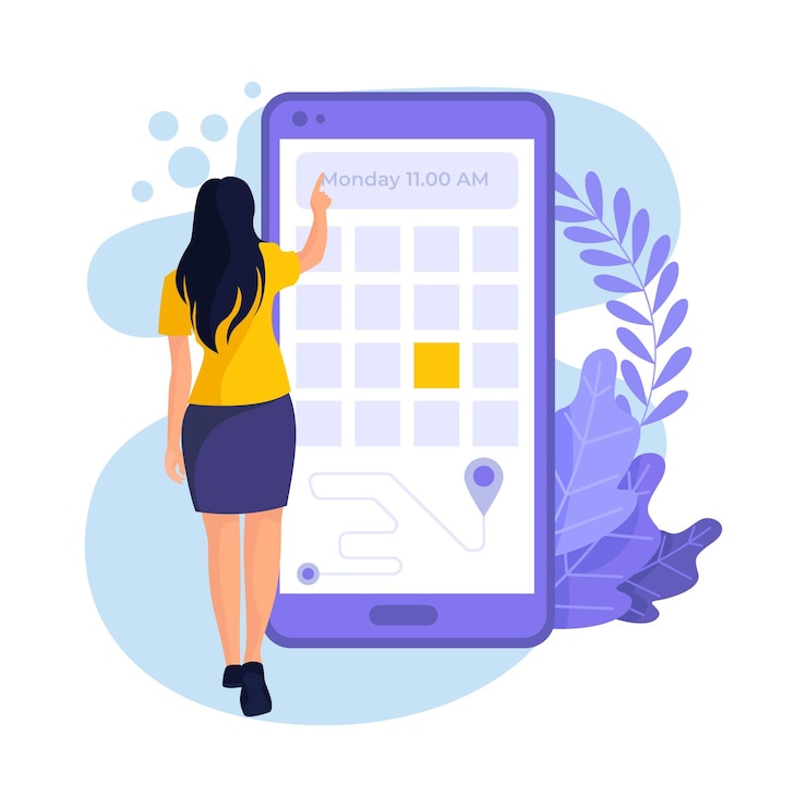 Free Vector woman setting her dates appointment booking