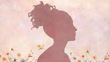 Free vector woman shadow on a pink painting background