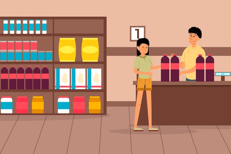 Free Vector woman shopping groceries