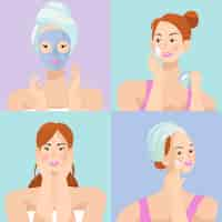 Free vector woman skincare routine