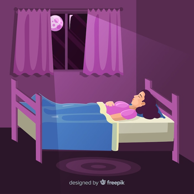 Free vector woman sleeping in bed