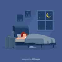 Free vector woman sleeping in bed