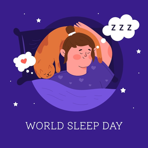 世界の睡眠日を眠っている女性