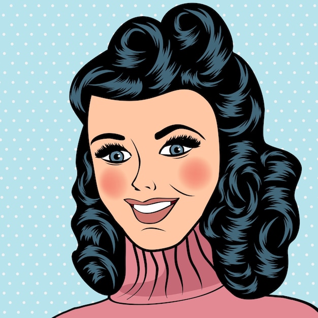 Woman smiling, comic style