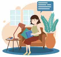 Free vector a woman spending time in the living room