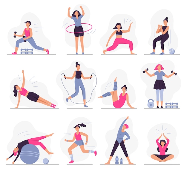 Free Vector  Arms workout set on white background exercises for