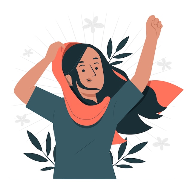 Free vector woman taking off hijab concept illustration