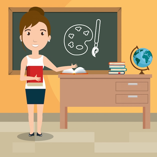 Free Vector woman teacher in the classroom