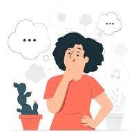 Woman thinking concept illustration