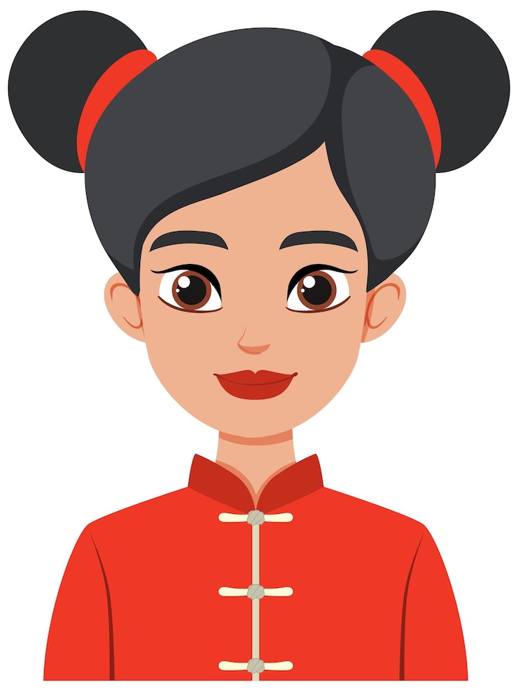 Free Vector woman in traditional red costume