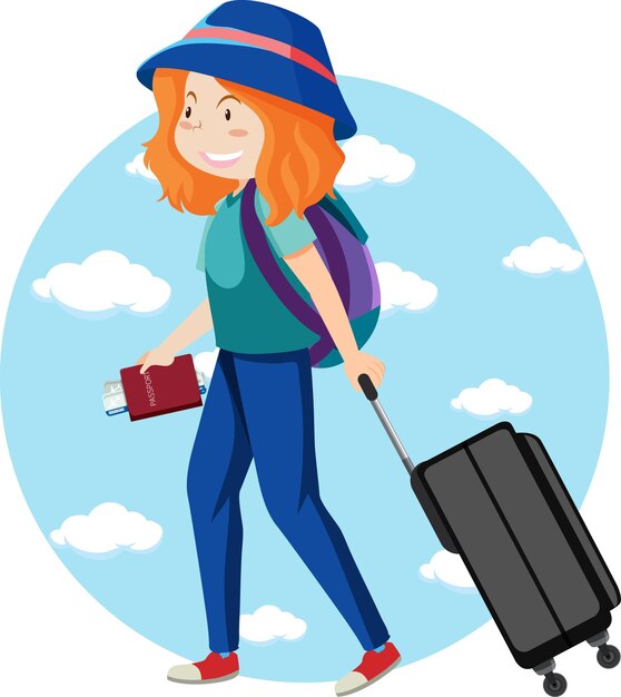 Woman travel holiday theme with backpack and luggage