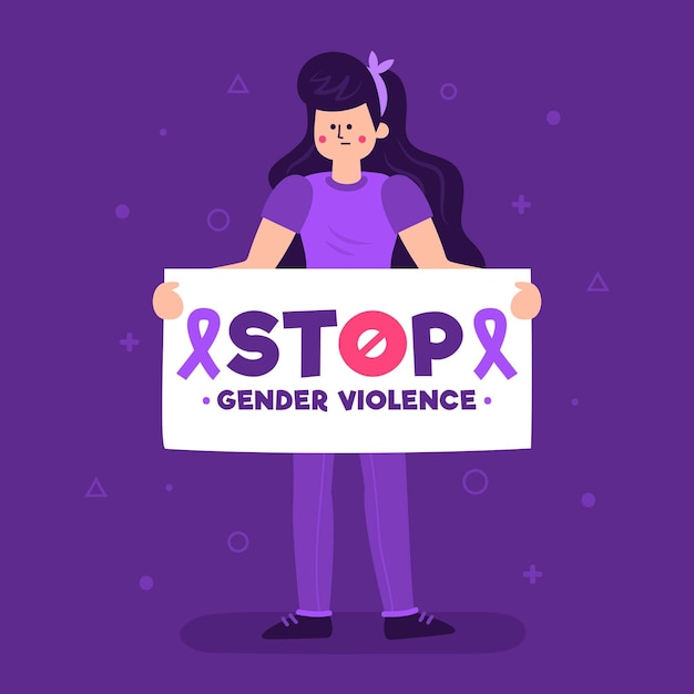 Бесплатное векторное изображение Женщина пытается остановить гендерное насилие