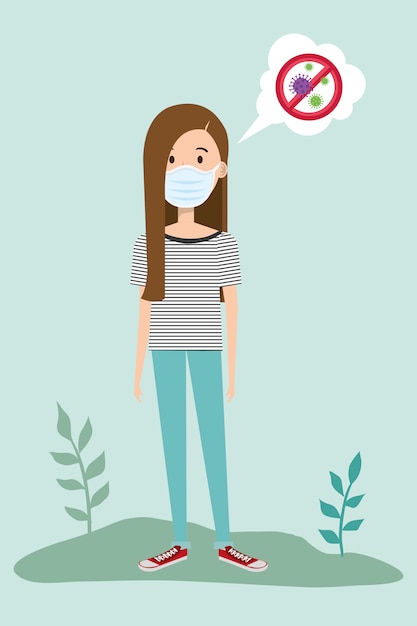 Free vector woman using face mask for covid19 pandemic