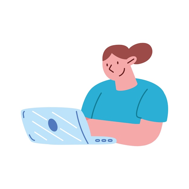 Free vector woman using laptop computer