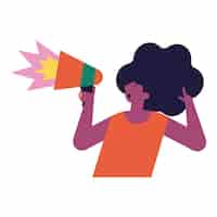 Free vector woman using megaphone device