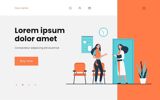 無料ベクター 猫のランディングページテンプレートを持つ獣医を訪問する女性