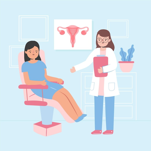 Free vector woman waiting for a gynecology consultation