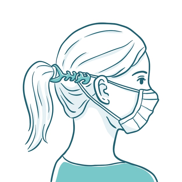 Woman wearing an adjustable face mask strap