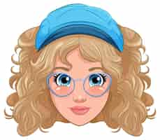 Free vector woman wearing glasses head cartoon isolated