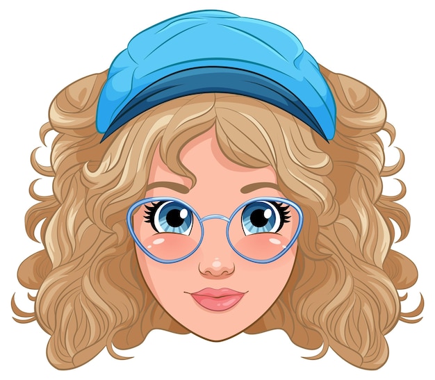 Woman wearing glasses head cartoon isolated