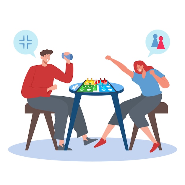 Free vector woman winning at ludo game