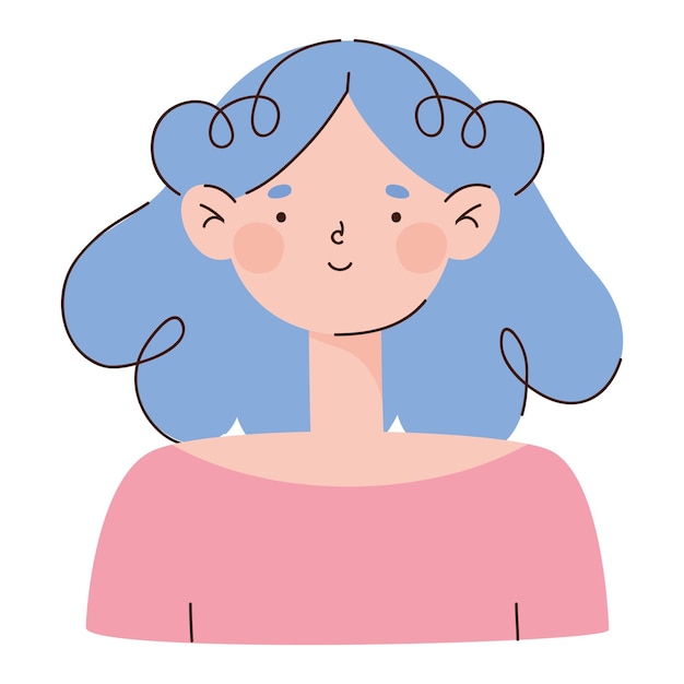 Free vector woman with blue hair