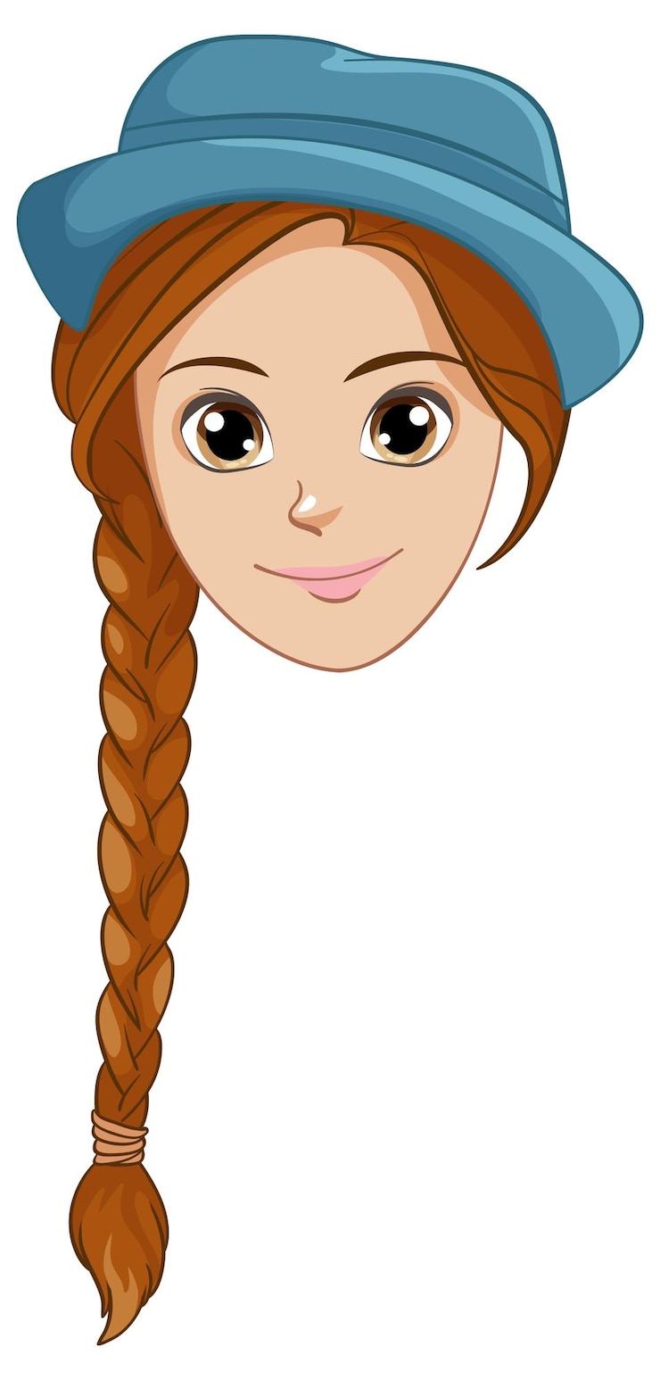 मुफ़्त वेक्टर woman with braid hairstyle wearing hat