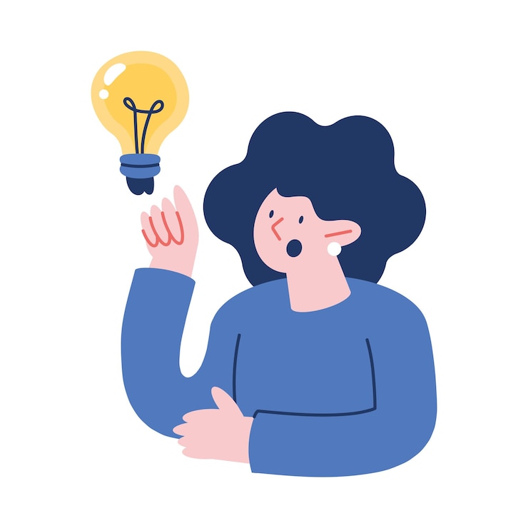 Free Vector woman with bulb