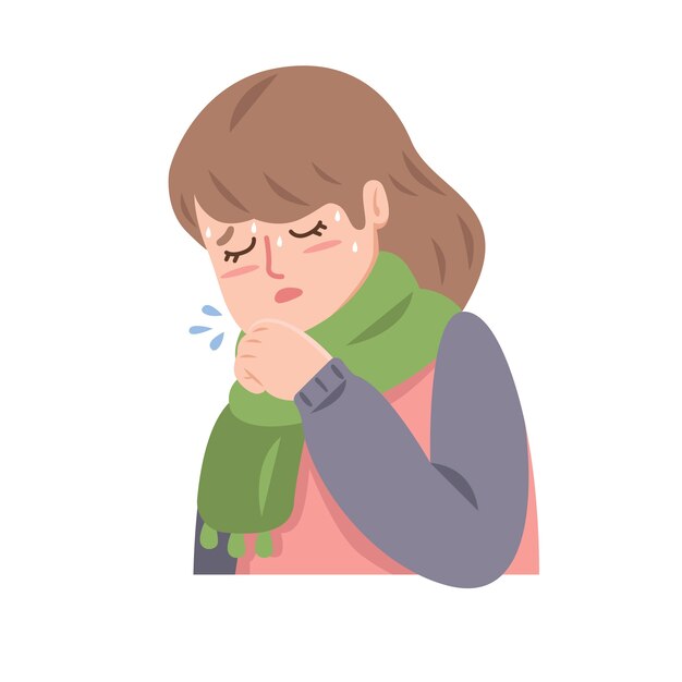 Woman with cold coughing