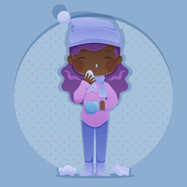 Free vector a woman with a cold