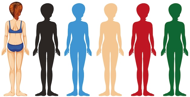 Woman with different color silhouette