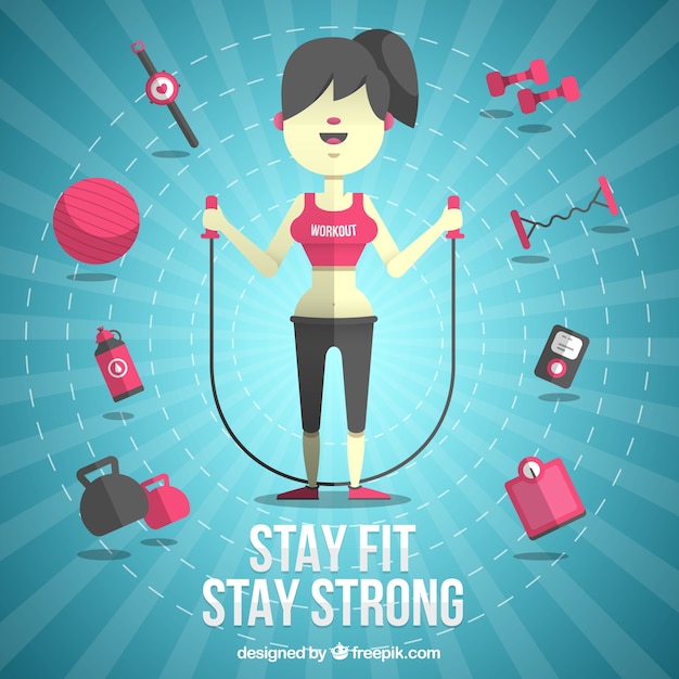 Free vector woman with fitness elements