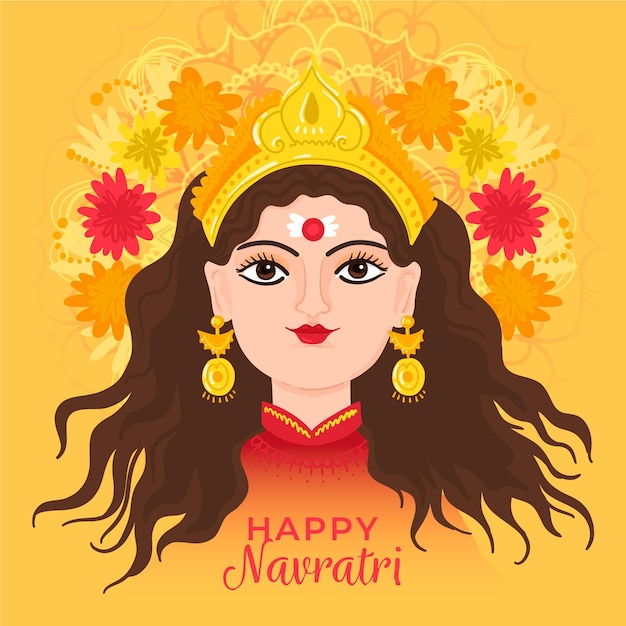 Free vector woman with gold accessories navratri