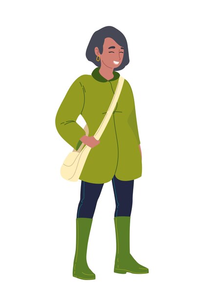 Free vector woman with green jacket isolated icon