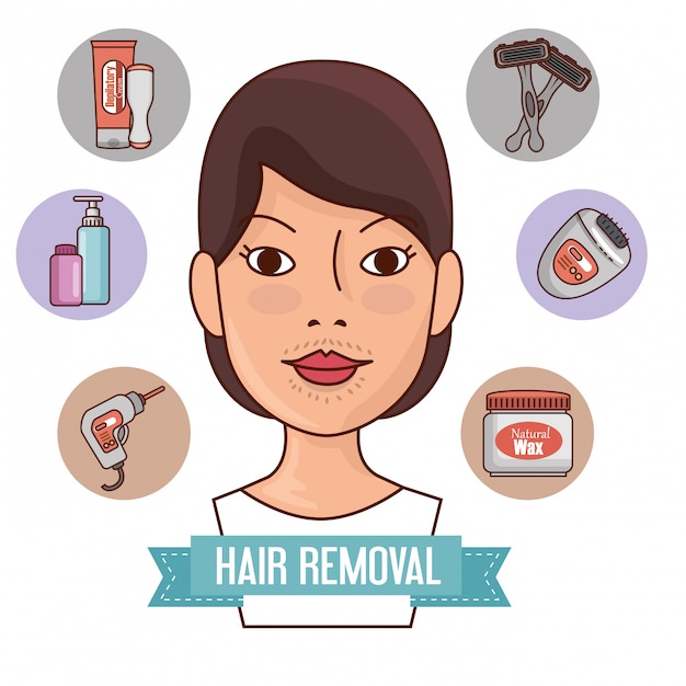 Free vector woman with hair removal tools