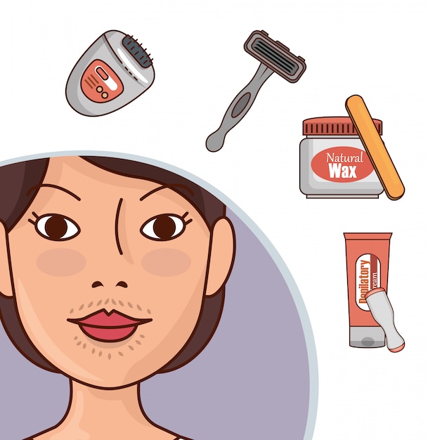 Woman with hair removal tools