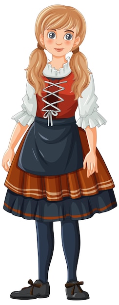 Free vector woman with pigtails in bavarian outfit