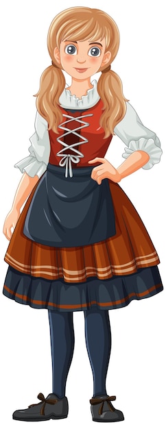 Free vector woman with pigtails in bavarian outfit