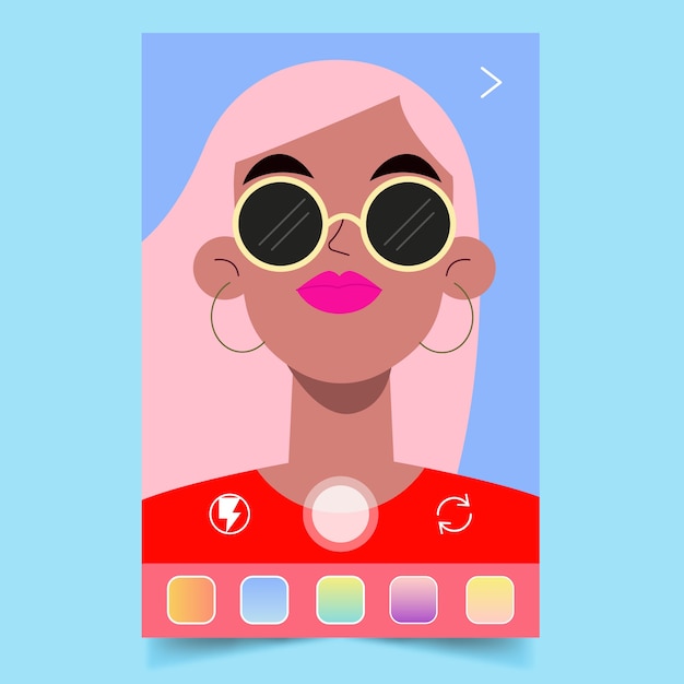 Бесплатное векторное изображение Женщина с розовыми волосами и фильтром instagram