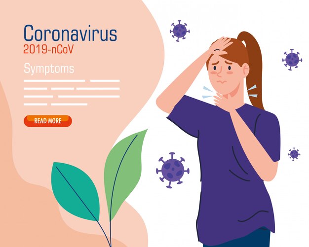 Woman with sore throat sick of coronavirus 2019 ncov