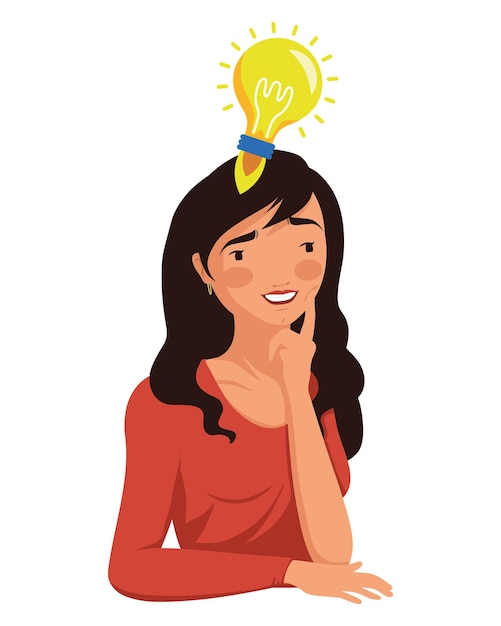 Free vector woman with strat up bulb