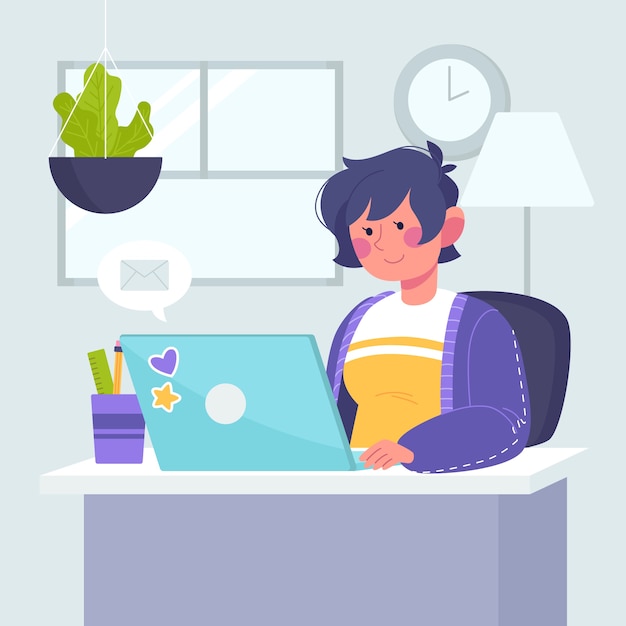 Free vector woman working at home