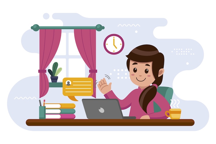 Free Vector woman working at home