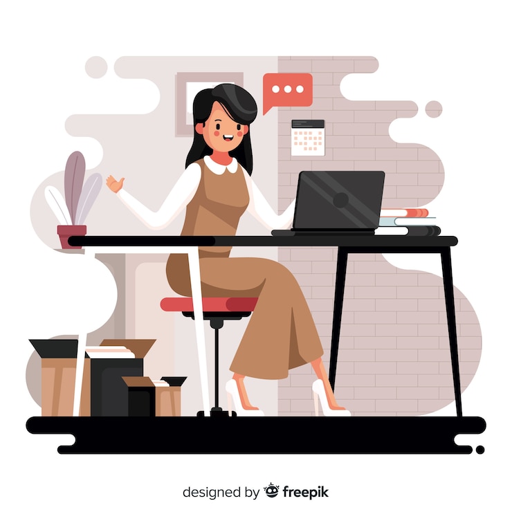 Бесплатный Вектор женщина работает в офисе