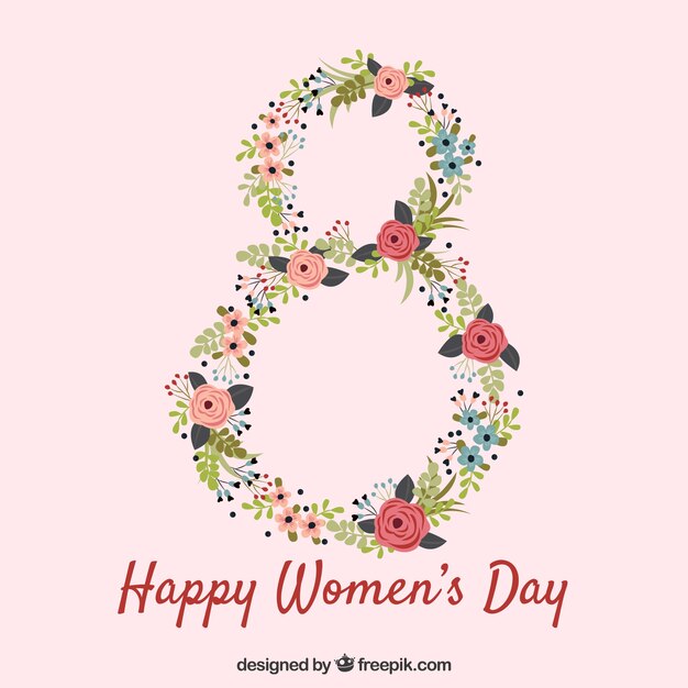 Womans day background with floral number